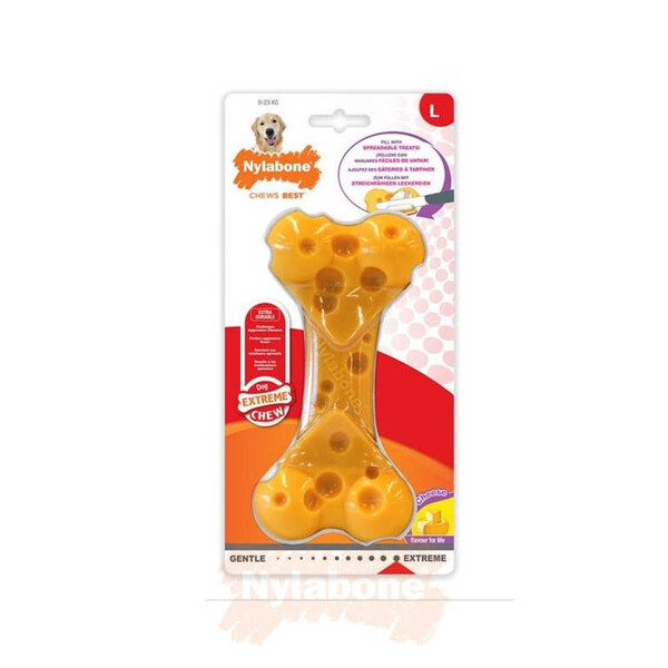 Nylabone - Nylabone Peynir Aromalı Köpek Çiğneme Kemiği L