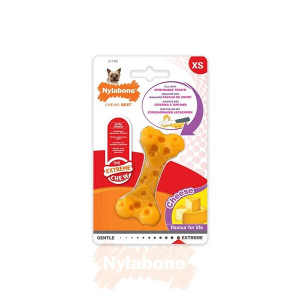 Nylabone - Nylabone Peynir Aromalı Köpek Çiğneme Kemiği XS