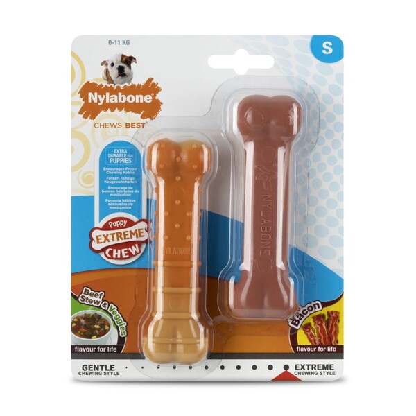 Nylabone - Nylabone Puppy Biftek-Pastırma ve Sebzeli Çiğneme Kemiği S