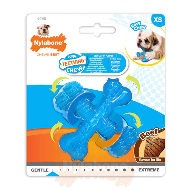 Nylabone Biftek Aromalı Yavru Köpek Çiğneme Kemiği XS