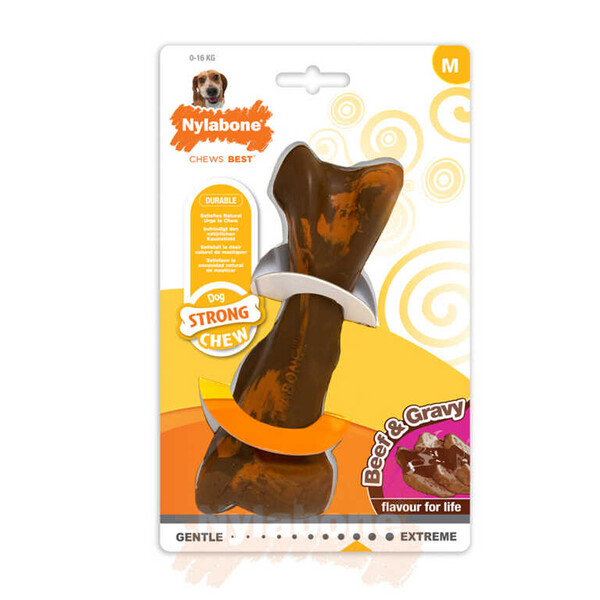 Nylabone - Nylabone Biftek ve Gravy Sos Aromalı Köpek Çiğneme Kemiği M