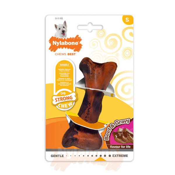 Nylabone Biftek ve Gravy Sos Aromalı Köpek Çiğneme Kemiği S - Thumbnail