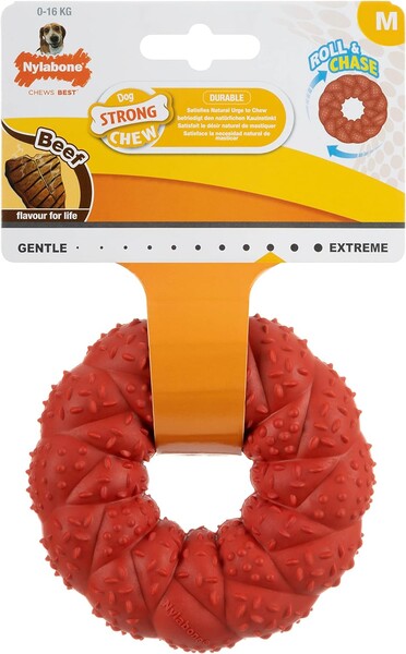 Nylabone - Nylabone Biftek Aromalı Doğal Güçlü Kemirme Halkası M