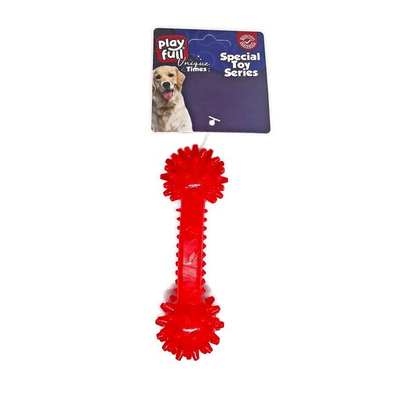 PF-4020 Playfull Dumbell Şeklinde Tırtıklı Plastik Köpek Oyuncağı 12x4 Cm - Thumbnail