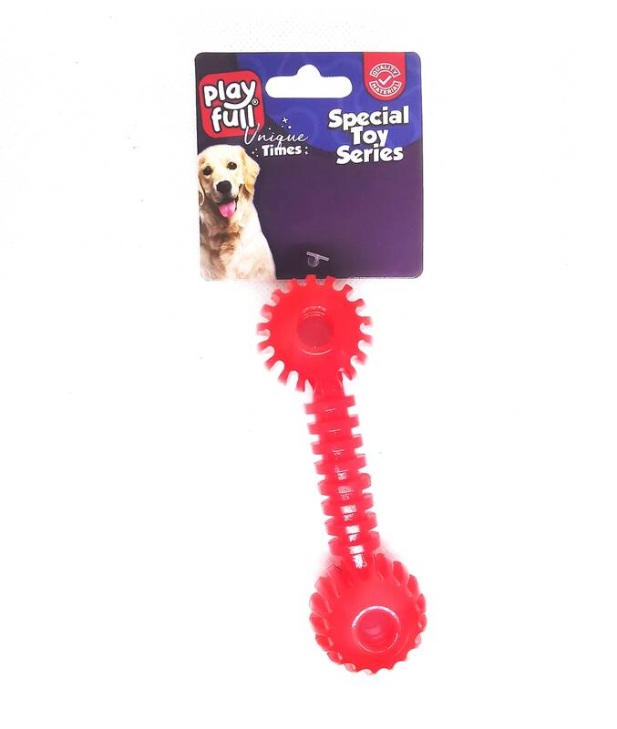 PF-4021 Playfull Dumbell Şeklinde Tırtıklı Köpek Oyuncağı 12x3,5 Cm