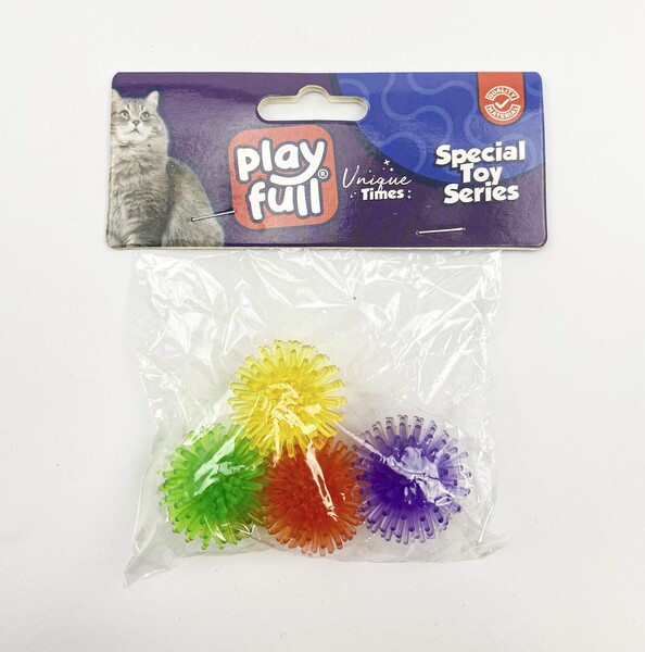 Playfull - PF-4057-Playfull Plastik Top Kedi Oyuncağı 3,5 Cm 4'lü