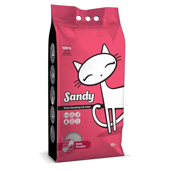 Sandy - Sandy Bebek Pudralı Sodyum Bentonit Kedi Kumu 10 Kg