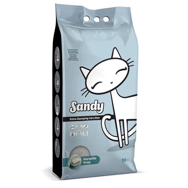 Sandy - Sandy Marsilya Sabunlu Sodyum Bentonit Kedi Kumu 10 Kg