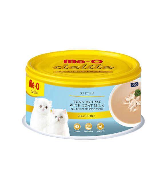 TR5CKC0880 Me-O Delite Keçi Sütü & Ton Balığı Püresi Kedi Konserve Yaş Mama 80gr (24 adet)