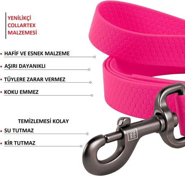 Collar WAUDOG Waterproof Gezdirme Tasması W 15 mm, L 122 cm Pembe (27317) - Thumbnail